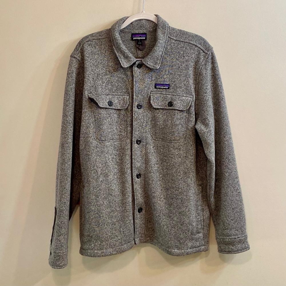 Patagonia Better Sweater Shirt Jacket Men L Stonewash Gray Fleece Button Shacket